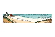 beach shoreline panorama with lighthouse  tattoo design idea