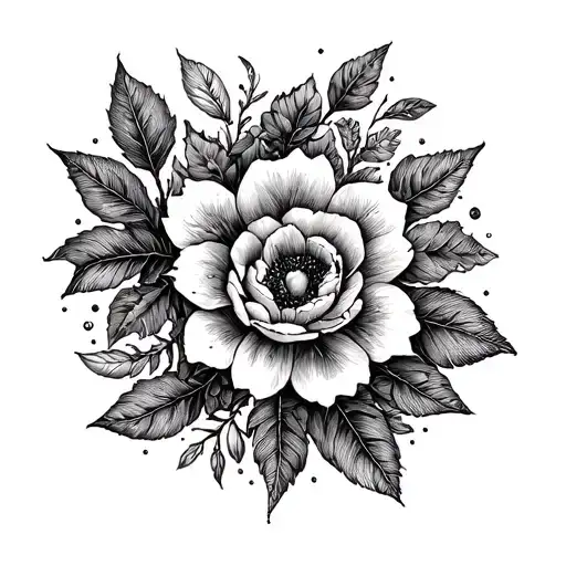 ornamental botanical tattoo design idea