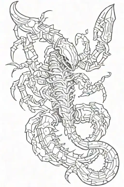 y2k scorpion with human body with knife in hand tribal tattoo design idea