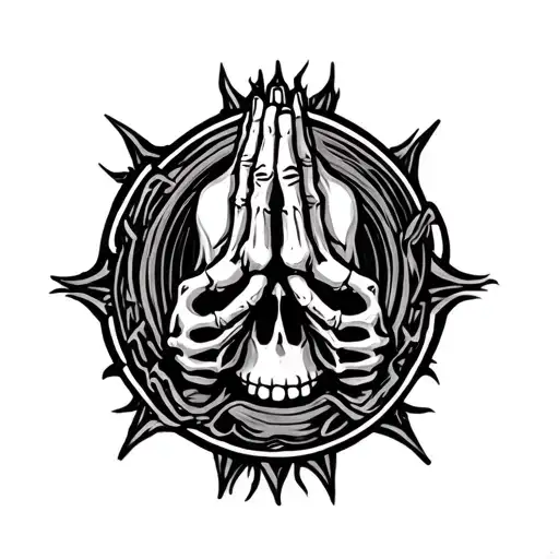 skeleton praying hands tattoo design idea