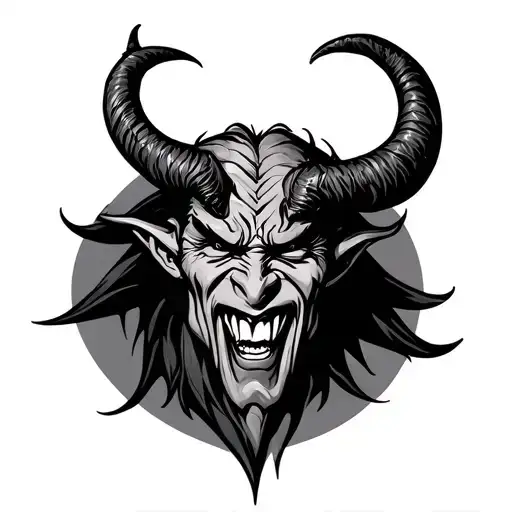 attractive devil with good positive vibe Outside tattoo design idea