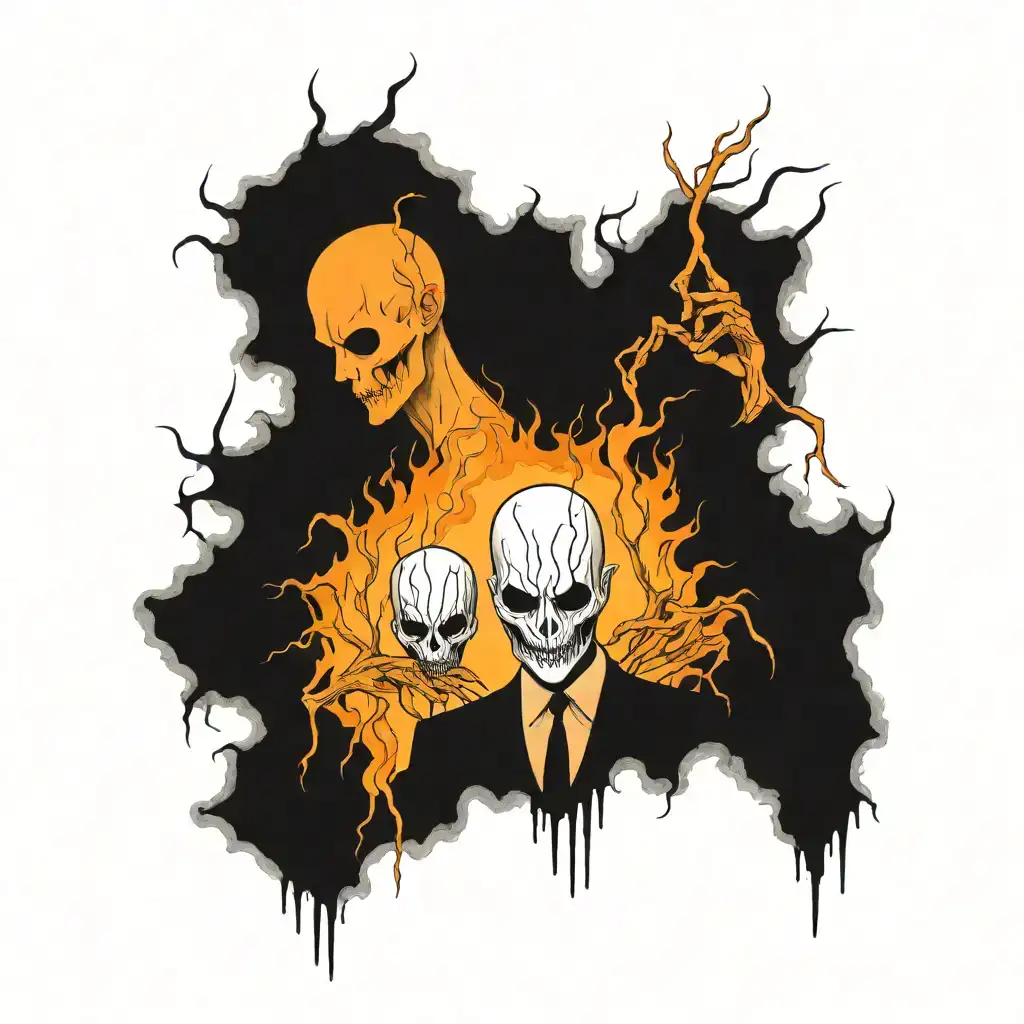 Photo of Slender Man,creepy, horror, highly detailed, digital painting, artstation,8k, high quality tattoo tattoo design idea