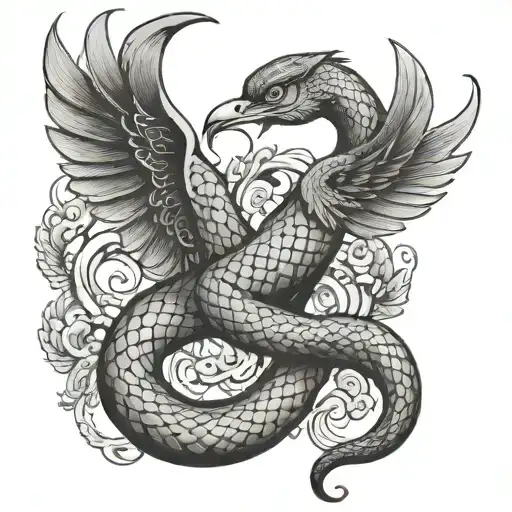 serpent and dove tattoo design idea
