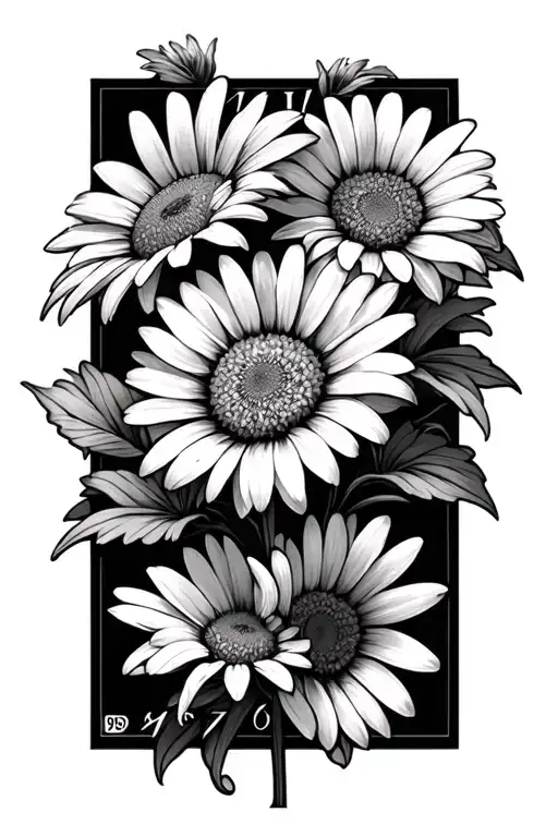 daisy's with 1979 Roman numerals tattoo design idea