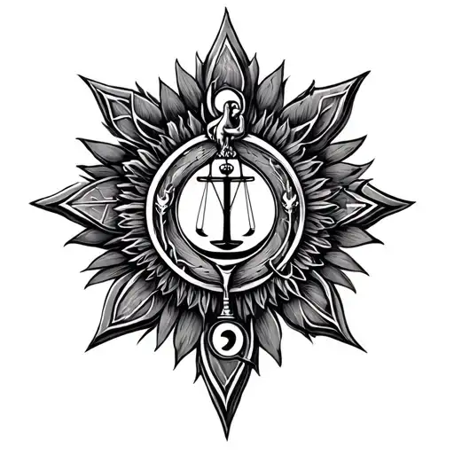 libra scale virgo aquarius zodiac tattoo design idea