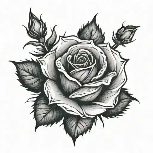 red and black rose with alot of thorns tattoo design idea