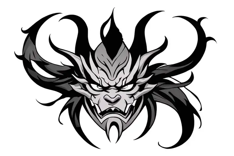 oni mask throat tattoo tattoo design idea