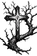 Christian cross out of a branch  tattoo design idea