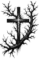 Christian cross out of a branch  tattoo design idea