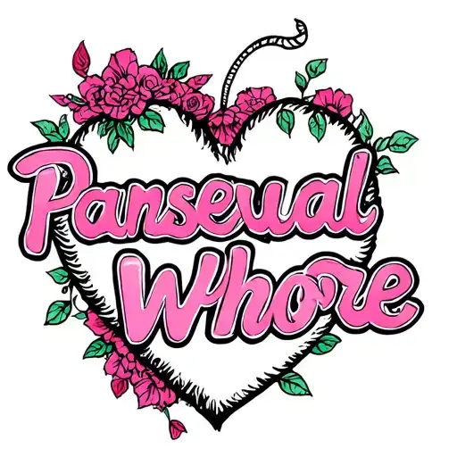 "Pansexual Whore" heart shape tattoo design idea