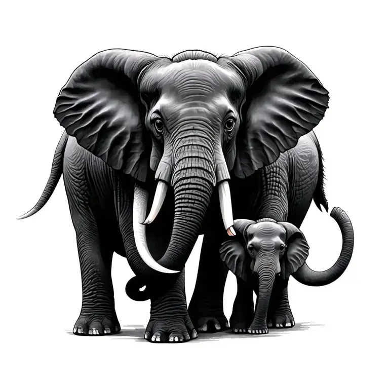 Family Elephant tattoo design idea
