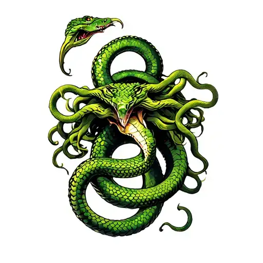 Medusa and hydra snake tattoo design idea