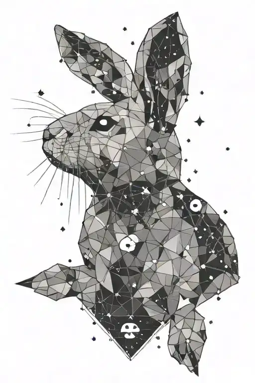 solar system with mimimum detail. There is a vector polygonal triangular head of a bunny as constellations. tattoo design idea