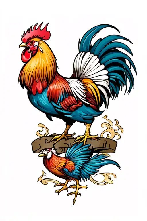rooster fight tattoo design idea