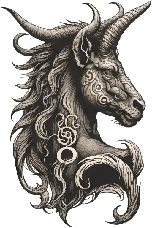 Capricorn symbol integrated tattoo design idea