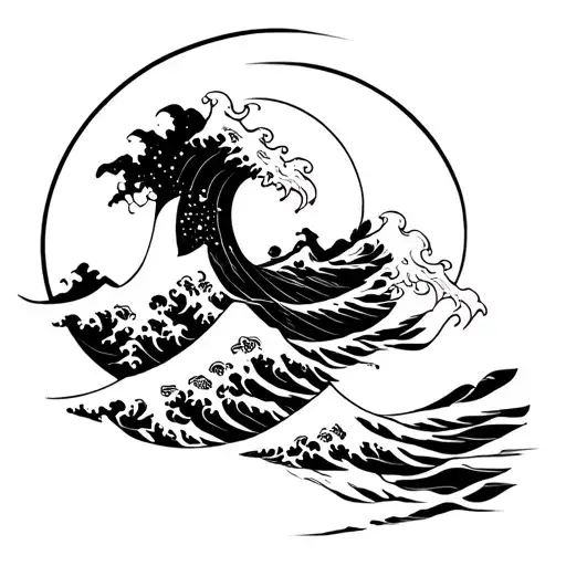 Philippine sun over the great wave off kanagawa wave tattoo design idea