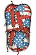 American flag ripping out of skin tattoo design idea