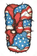 American flag ripping out of skin tattoo design idea