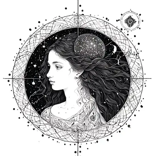 Virgo astro constellation intertwined tattoo design idea