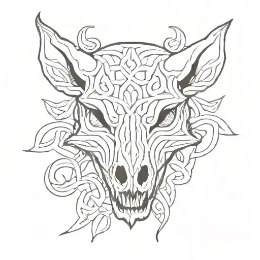celtic boar skull jaw tattoo design idea