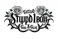 "Stupid boii & Gurl " hook and roses intertwined tattoo design idea
