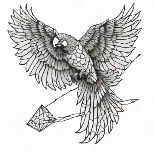 macaw flying toward me tattoo design idea