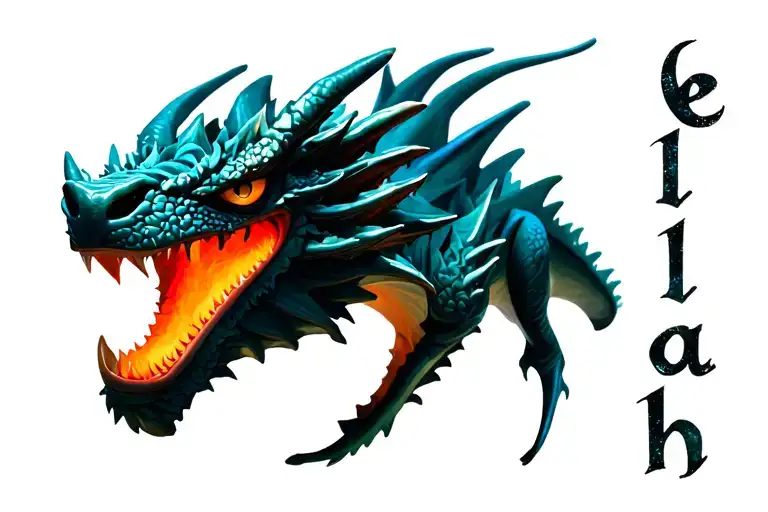 "ellah" Bleach Pokémon dragon tattoo design idea