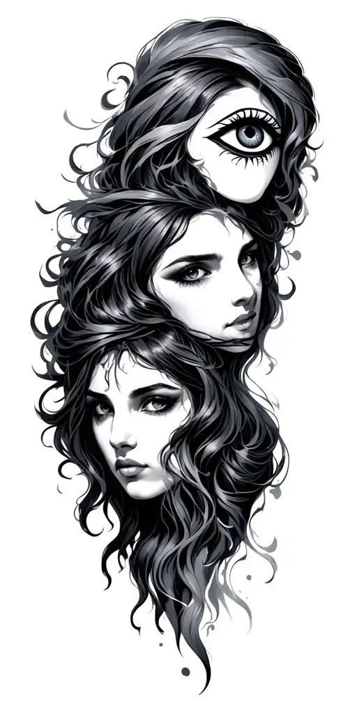 storm and evil eye protection family tattoo design idea