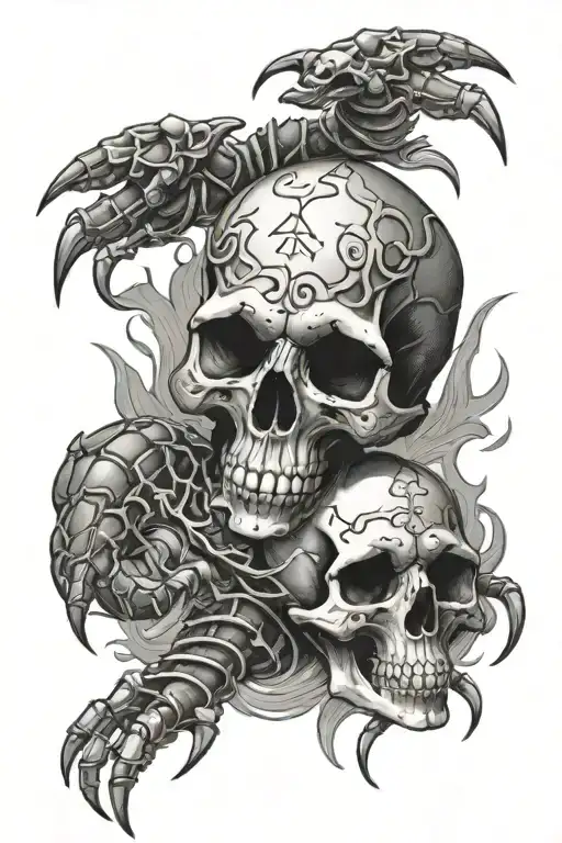 skull with scorpion crawling tattoo design idea
