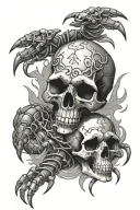 skull with scorpion crawling tattoo design idea
