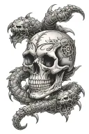 skull with scorpion crawling tattoo design idea