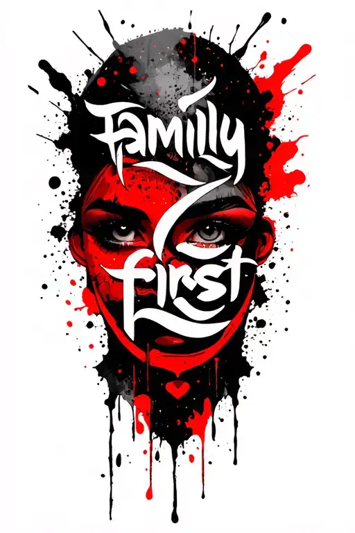 "Family first " sanskrit calligraphy tattoo design combining tattoo design idea