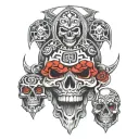 reaper death seal and Aztec   tattoo design idea