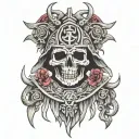 reaper death seal and Aztec   tattoo design idea