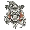 reaper death seal and Aztec   tattoo design idea