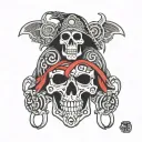 reaper death seal and Aztec   tattoo design idea