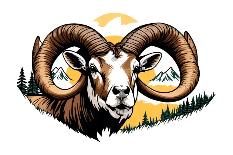bighorn sheep mountains  tattoo design idea