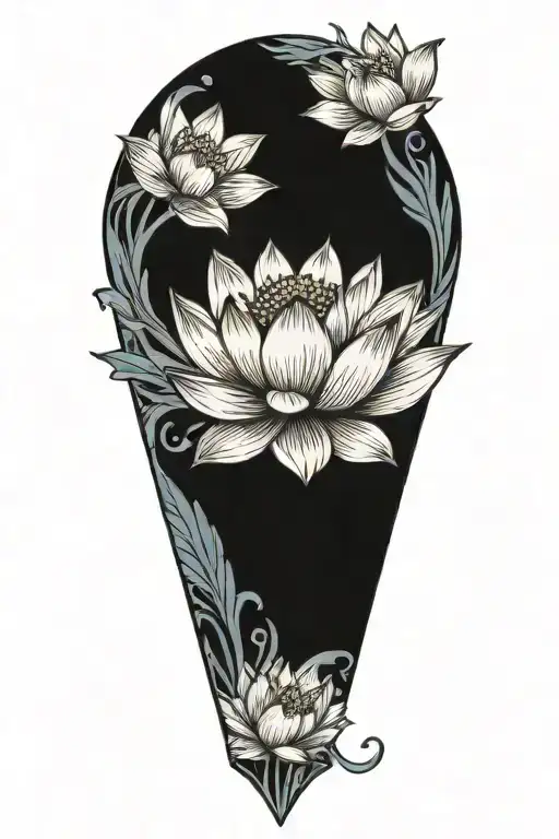 lotus blue gray tattoo design idea