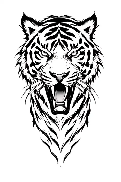 fire tiger tattoo design idea