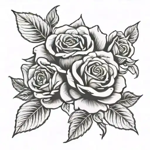 roses blooming tattoo design idea