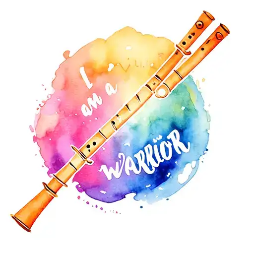 Gemini sign flute holes and a Sanskrit words "I am a warrior" tattoo design idea