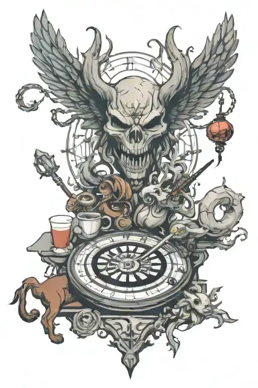 Round table, wow, games, movies, music, tattoo design idea