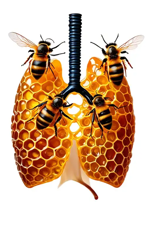 honey comb lungs with bees  tattoo design idea