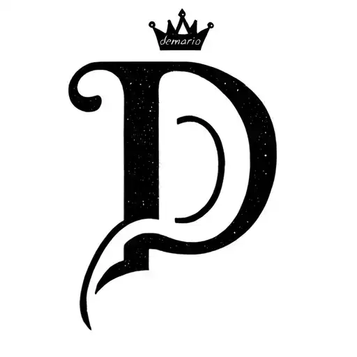 Demario in cursive with a tiny crown on the D tattoo design idea
