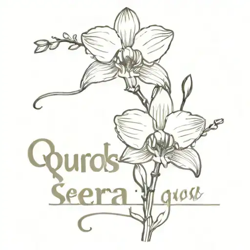 words que sera sera with orchids in stem tattoo design idea