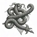 snake around Viking sword tattoo design idea