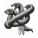 snake around Viking sword tattoo design idea