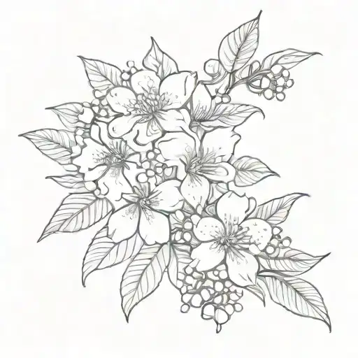Feminine tattoo filler background with violet and Hawthorne flowers in black and white with no gaps  tattoo design idea
