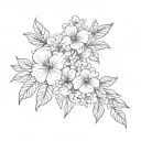 Feminine tattoo filler background with violet and Hawthorne flowers in black and white with no gaps  tattoo design idea