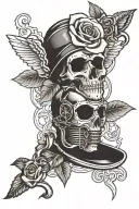Create a tattoo featuring a rose intertwined with a cross and a welding mask, representing the client's love for roses and Christian faith in the context of welding tattoo design idea